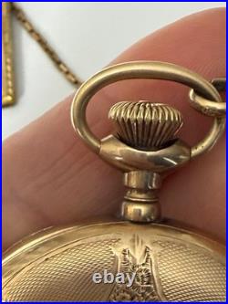 1914 Waltham Grade 620 POCKET WATCH Gold Filled Hunter Case, chain, knife