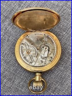 1915 Hampden Watch Co 23 Jewel 18s Railway Special Pocket Watch GF Ornate Case