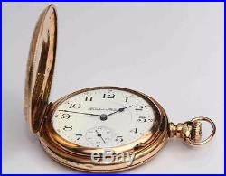 1915 antique HAMPDEN Ornate Hunting Case 16 size Pocket Watch with2 Color Movement