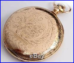 1915 antique HAMPDEN Ornate Hunting Case 16 size Pocket Watch with2 Color Movement