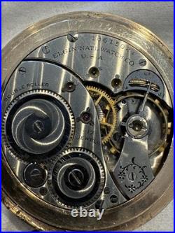 1916 Elgin 17 Jewel Pocket Watch 10k Gold Filled Wadsworth Case Running