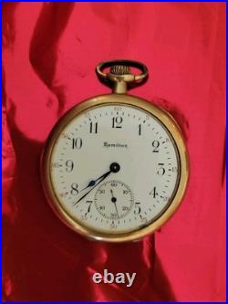 1916 HAMILTON 12S GRADE 910 SWING OUT 25 Year CASE 17 JEWELS Running Clean Mvmt