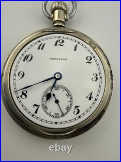1916 Hamilton 974 Open Face Swint Out Case 12s 17j Pocket Watch Working