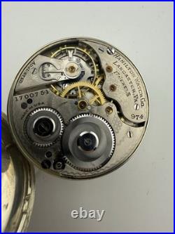 1916 Hamilton 974 Open Face Swint Out Case 12s 17j Pocket Watch Working