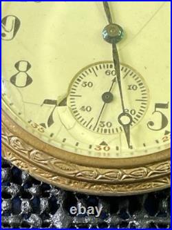 1918 Hampden Grade No. 306 Pocket Watch Ornate Gold Tone Case 12s 15j Runs