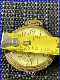 1918 Hampden Grade No. 306 Pocket Watch Ornate Gold Tone Case 12s 15j Runs