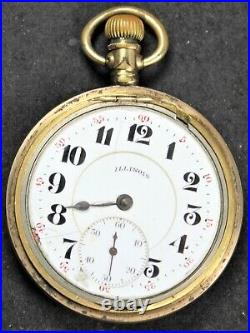 1919 Illinois Grade 304 16s 17j Pocket Watch Gold Filled Case Parts/Repair