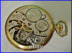 1920 ILLINOIS POCKETWATCH 17 JEWEL SIZE 12s -FANCY GOLD FILLED CASE -NO CRYSTAL