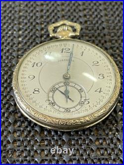 1920 Illinois A. Lincoln Pocket Watch 21j 12s Mod 3 Gold Filled Case Ornate Runs