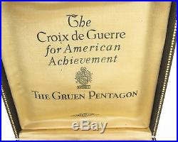`1920s 14K GOLD THE GRUEN PENTAGON VERITHIN 17J P/WATCH ORIGINAL CASE + PAPER