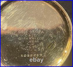1922 12s Burlington 21j Pocket Watch 14k Burlington Case Working