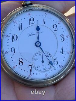 1922 HAMILTON 992 RARE marked MADE IN USA Railroad Pocket Watch with Salesman Case