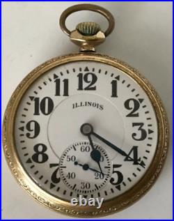 1922 Illinois Grade 606 Pocket Watch 21j, 16s 10K Gold Filled OF case