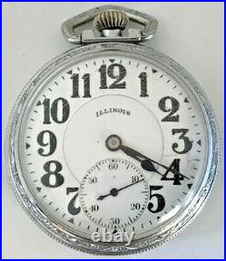 1922 Illinois Railroad Grade Bunn Special Pocket Watch 21j Ruby, 16s OF Case