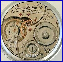 1922 Illinois Railroad Grade Bunn Special Pocket Watch 21j Ruby, 16s OF Case
