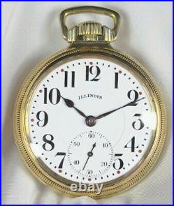1923 Illinois Grd 806 16s 21j Mod 9 RG Pocket Watch Illinois Dial 10K GF GB Case