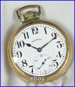 1923 Illinois Grd 806 16s 21j Mod 9 RG Pocket Watch Illinois Dial 10K GF GB Case