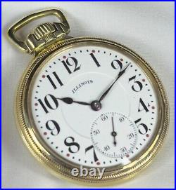1923 Illinois Grd 806 16s 21j Mod 9 RG Pocket Watch Illinois Dial 10K GF GB Case