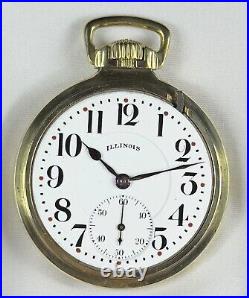 1923 Illinois Grd 806 16s 21j Mod 9 RG Pocket Watch Illinois Dial 10K GF GB Case