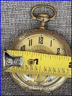 1923 Illinois Pocket Watch 12s 17j Gr 405 Art Deco Ornate Gold Filled Case Runs