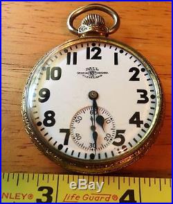 1925 Ball Pocket Watch Size 16, 21 Jewels Wadsworth 14k Gold Filled Case