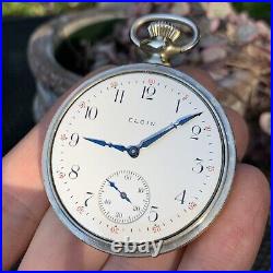 1925 Elgin Grade 291 16S 7 Jewels Silverine Case Open Face Pocket Watch Clean