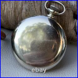 1925 Elgin Grade 291 16S 7 Jewels Silverine Case Open Face Pocket Watch Clean
