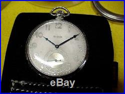 1927 Elgin Pocket Watch, G. M. Wheeler Model, 14kt White Gold Filled Elgin Case