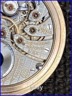 1927 South Bend Pocket Watch RR Grade 16s 21j Model 2 GF Security Case Runs