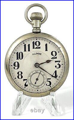 1928 Illinois 17J 16S PRECISE Double Roller Pocket Watch Salesman Case Runs