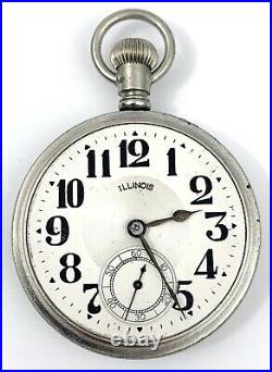 1928 Illinois 17J 16S PRECISE Double Roller Pocket Watch Salesman Case Runs