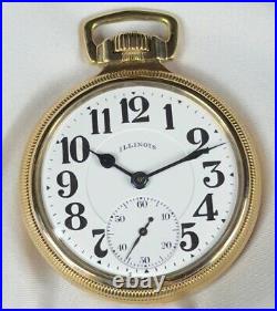 1929 Illinois Bunn Special 16s 21j 60hr Mod 14 RG Pocket Watch 10K GF Case withFOB