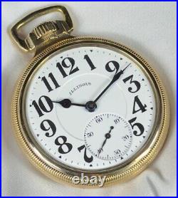 1929 Illinois Bunn Special 16s 21j 60hr Mod 14 RG Pocket Watch 10K GF Case withFOB