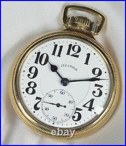 1929 Illinois Bunn Special 16s 21j 60hr Mod 14 RG Pocket Watch 10K GF Case withFOB