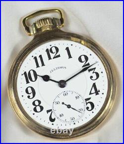 1929 Illinois Bunn Special 16s 21j 60hr Mod 14 RG Pocket Watch 10K GF Case withFOB