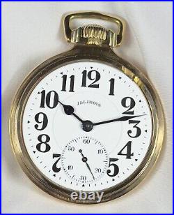 1929 Illinois Bunn Special 16s 21j 60hr Mod 14 RG Pocket Watch 10K GF Case withFOB