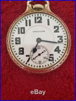 1930s Hamilton Railroad 992 pocket watch 14Karat Gold filled case size 16