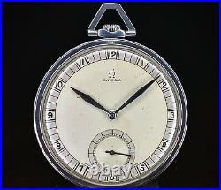 1933 Slim Art Deco Omega Pocket Watch, 18S Stainless Steel Case, 37.5L-15