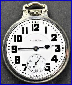 1938 Hamilton Grade 992E 16s 21j Railroad LS Pocket Watch with 14k GF Case Runs
