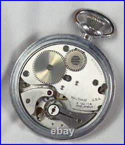 1944 Waltham 16s 7j Grd Timer Mod Military Pocket Watch WWII AF Base Metal Case