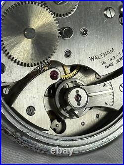 1944 Waltham 16s 7j Grd Timer Mod Military Pocket Watch WWII AF Base Metal Case