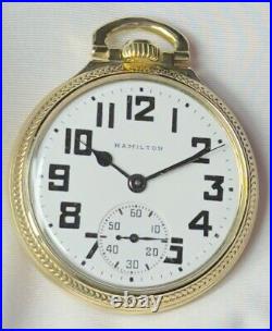 1946 Hamilton Grd 992B Mod 5 16s 21j RG Pocket Watch Bold Dial Ham 10K RGP Case