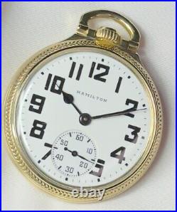1946 Hamilton Grd 992B Mod 5 16s 21j RG Pocket Watch Bold Dial Ham 10K RGP Case