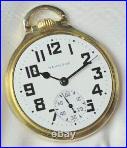 1946 Hamilton Grd 992B Mod 5 16s 21j RG Pocket Watch Bold Dial Ham 10K RGP Case