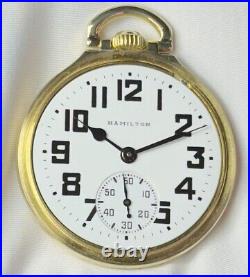 1946 Hamilton Grd 992B Mod 5 16s 21j RG Pocket Watch Bold Dial Ham 10K RGP Case