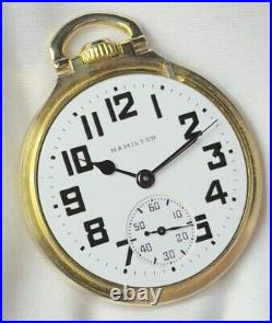 1946 Hamilton Grd 992B Mod 5 16s 21j RG Pocket Watch Bold Dial Ham 10K RGP Case