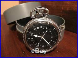 1950 Hamilton GCT 22j WWII 4992B Military Navy Army Pocket Watch Navigation Case