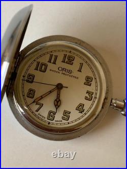 1950's Vintage Oris Hunter Case Pocket Watch Swiss Made Rare Great Condition