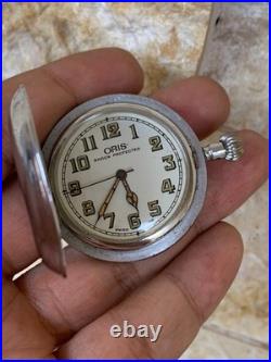 1950's Vintage Oris Hunter Case Pocket Watch Swiss Made Rare Great Condition