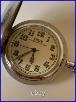1950's Vintage Oris Hunter Case Pocket Watch Swiss Made Rare Great Condition